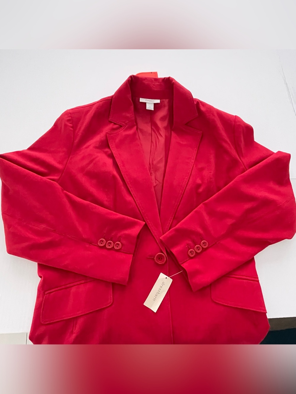 Dressbarn Woman Red Blazer Jacket Womens 2X Lined Padded Shoulder NWT $40